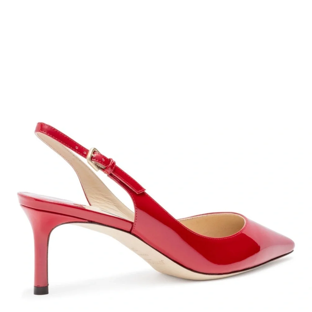Jimmy Choo Erin 60 slingback kitten heel pumps in red patent leather - Picture 3 of 7